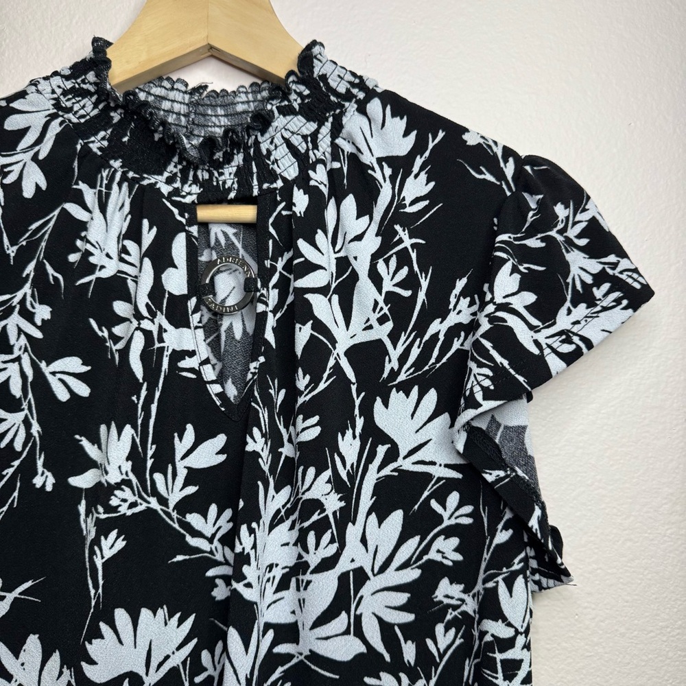Adrienne Vitadini Floral Black and White Women's Top